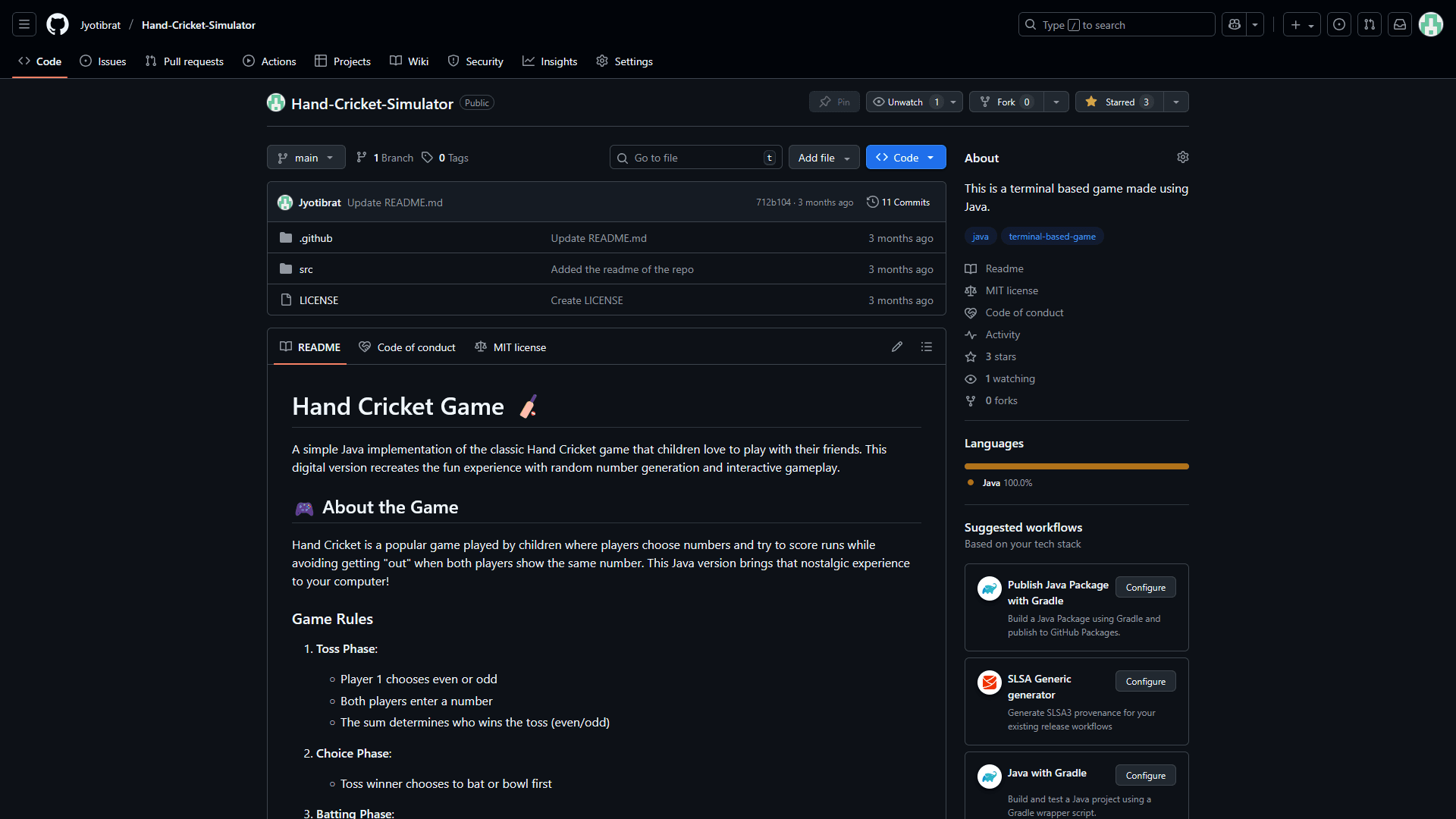Hand Cricket Simulator